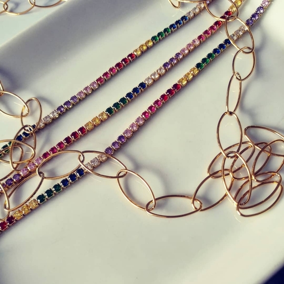 Rainbow tennis choker. - Picture 2 of 5